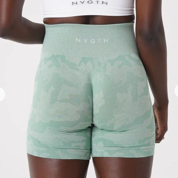 NVGTN PRO SHORTS SAGE GREEN CAMO SEAMLESS S NWT - Picture 2 of 6